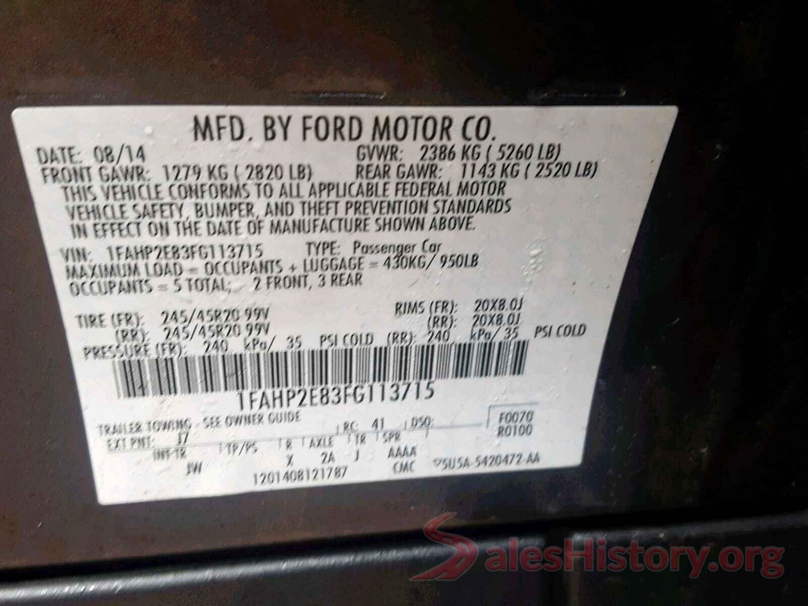 KNDPMCAC0L7683066 2015 FORD TAURUS