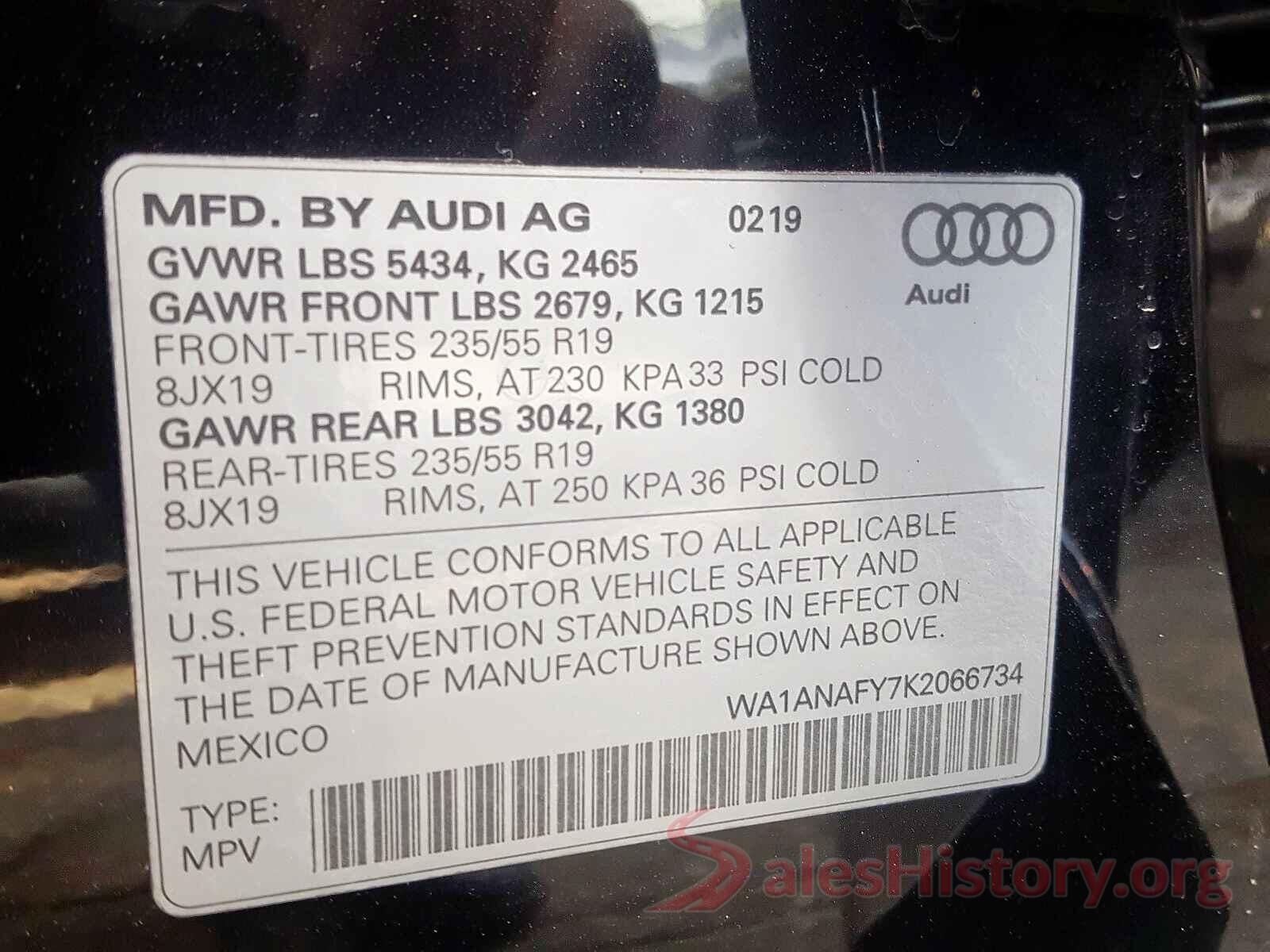 3N1CN7AP3GL829874 2019 AUDI Q5