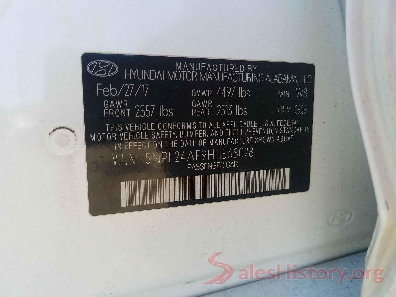 5NPE24AF9HH568028 2017 HYUNDAI SONATA