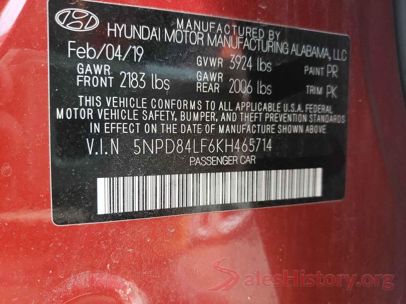 5NPD84LF6KH465714 2019 HYUNDAI ELANTRA