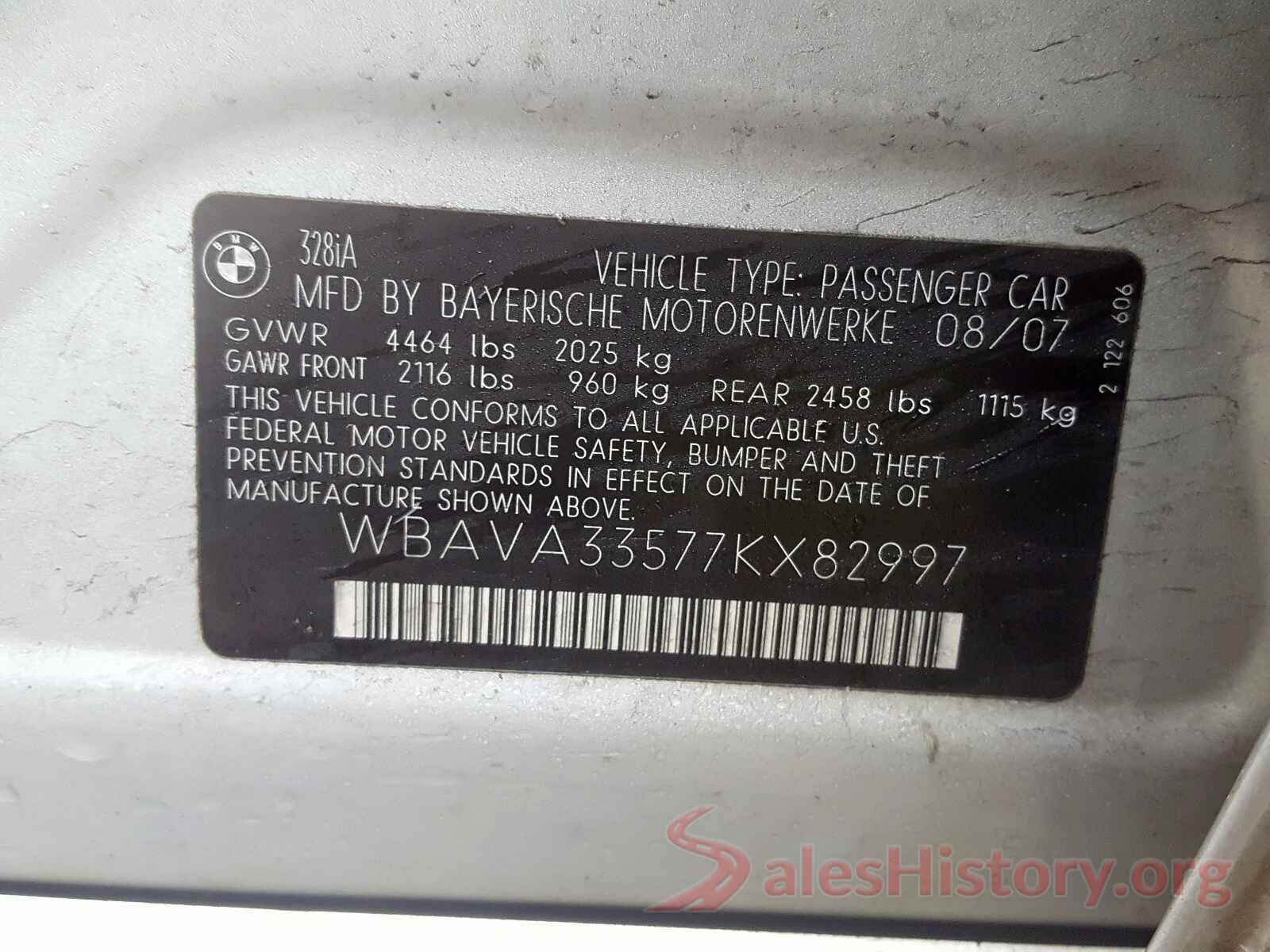 KMHCT4AE3HU187983 2007 BMW 3 SERIES