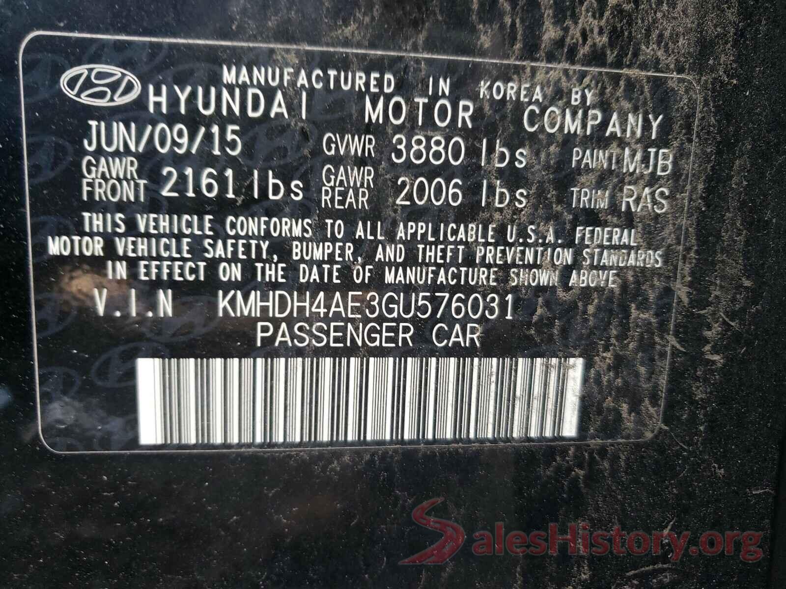 KMHDH4AE3GU576031 2016 HYUNDAI ELANTRA