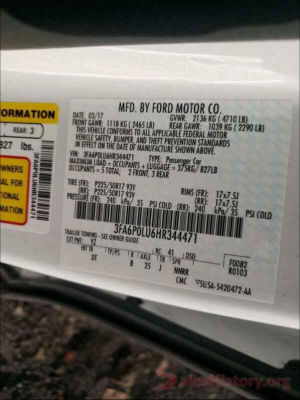 5TFAZ5CN2LX093923 2017 FORD FUSION