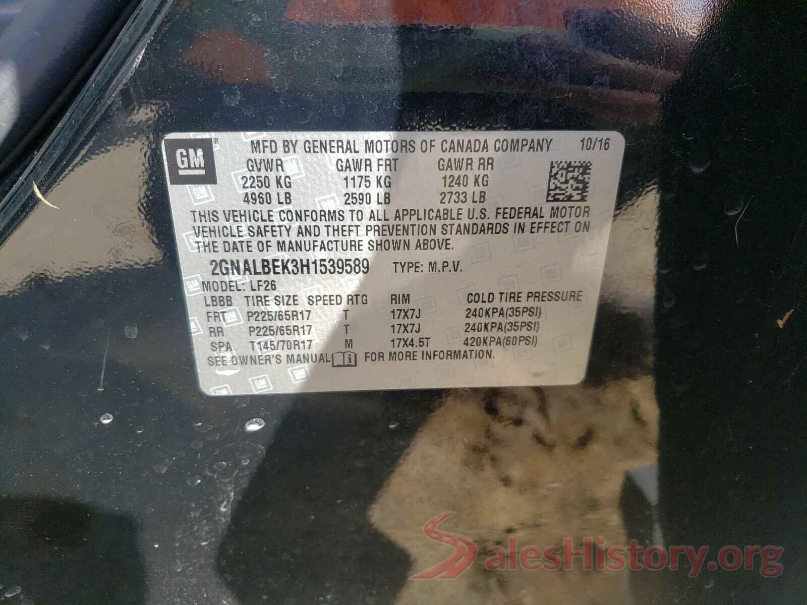 2GNALBEK3H1539589 2017 CHEVROLET EQUINOX