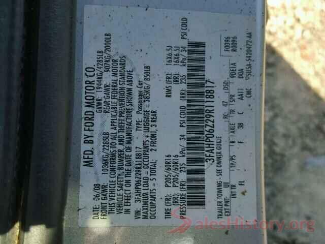 JTEMU5JR2M5861118 2009 FORD FUSION