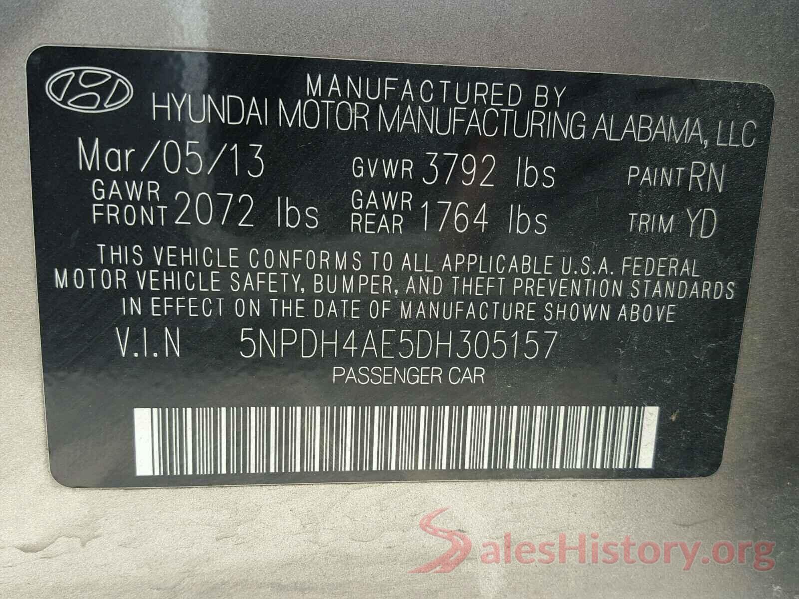 ML32A3HJ5HH020510 2013 HYUNDAI ELANTRA