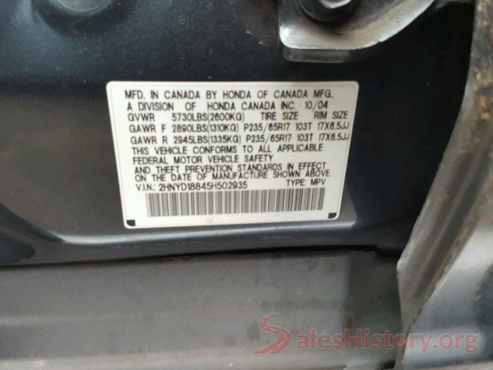 KNDPM3AC8K7531678 2005 ACURA MDX