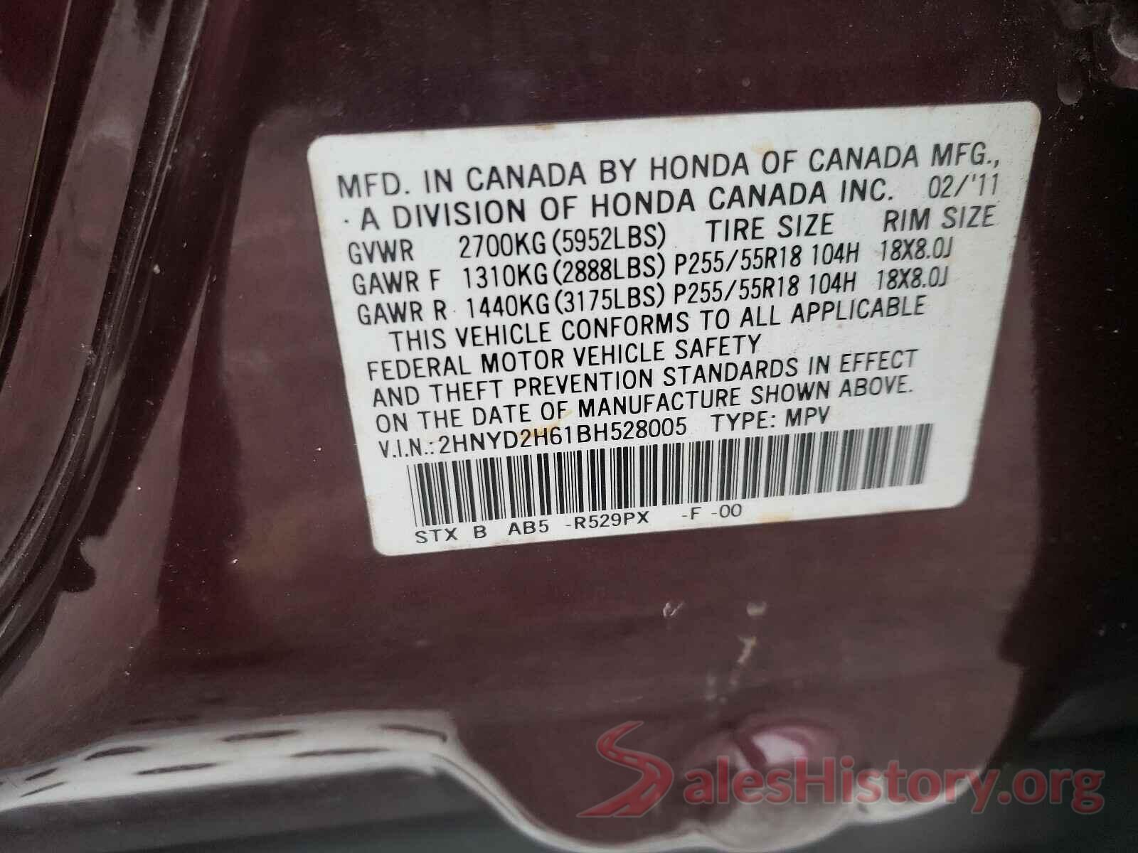 1HGCV1F16JA105689 2011 ACURA MDX