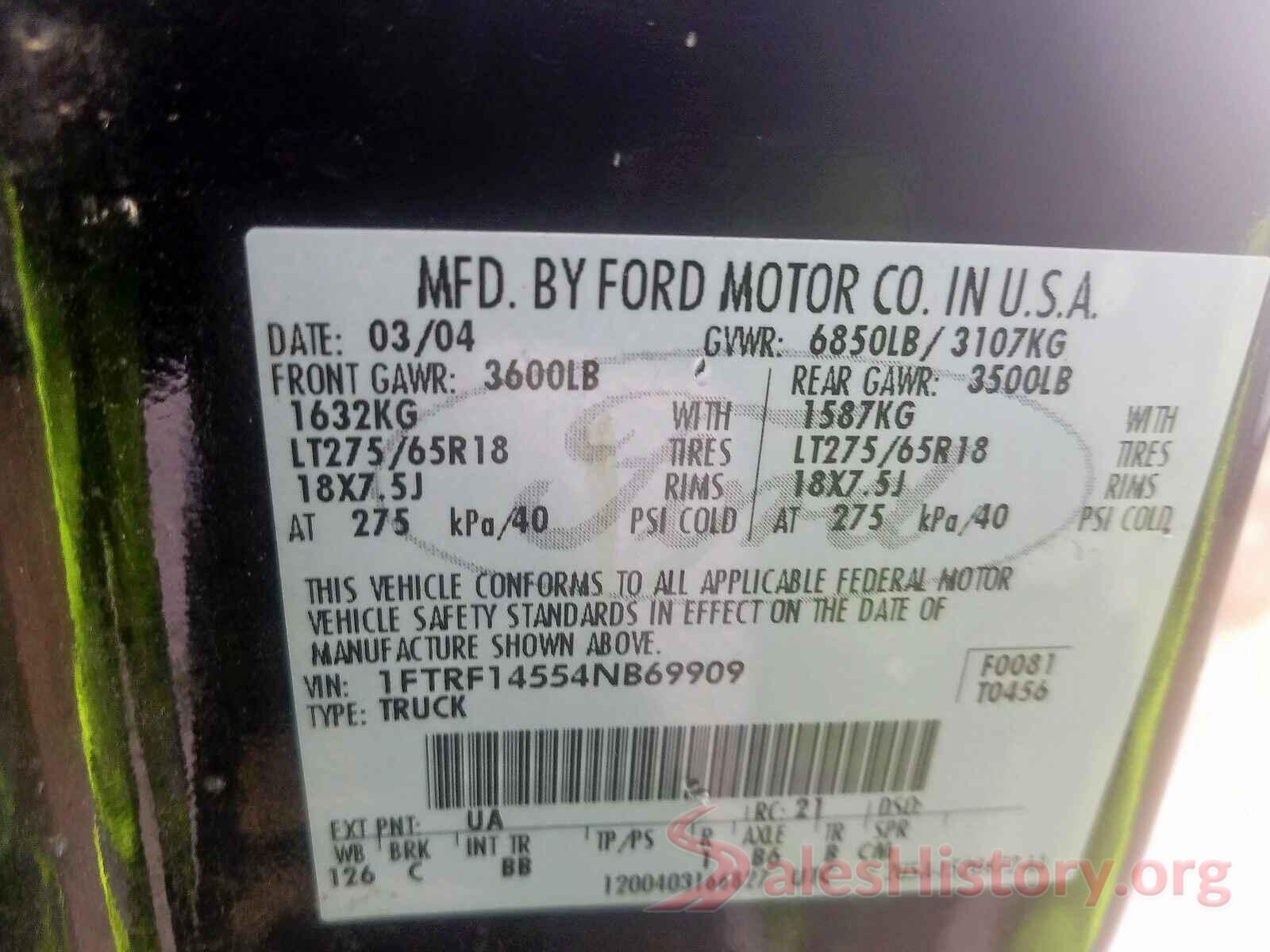 2T3A1RFV5KW073274 2004 FORD F150