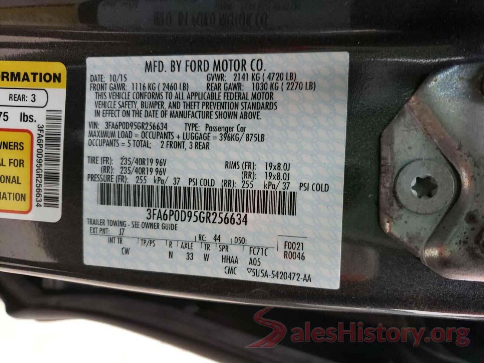 3FA6P0D95GR256634 2016 FORD FUSION