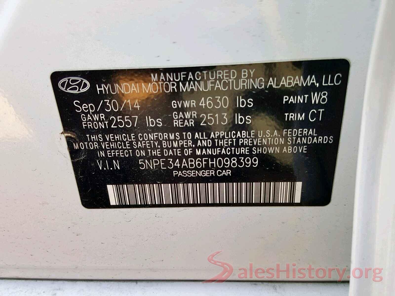 WP1AA2A24HKA80818 2015 HYUNDAI SONATA