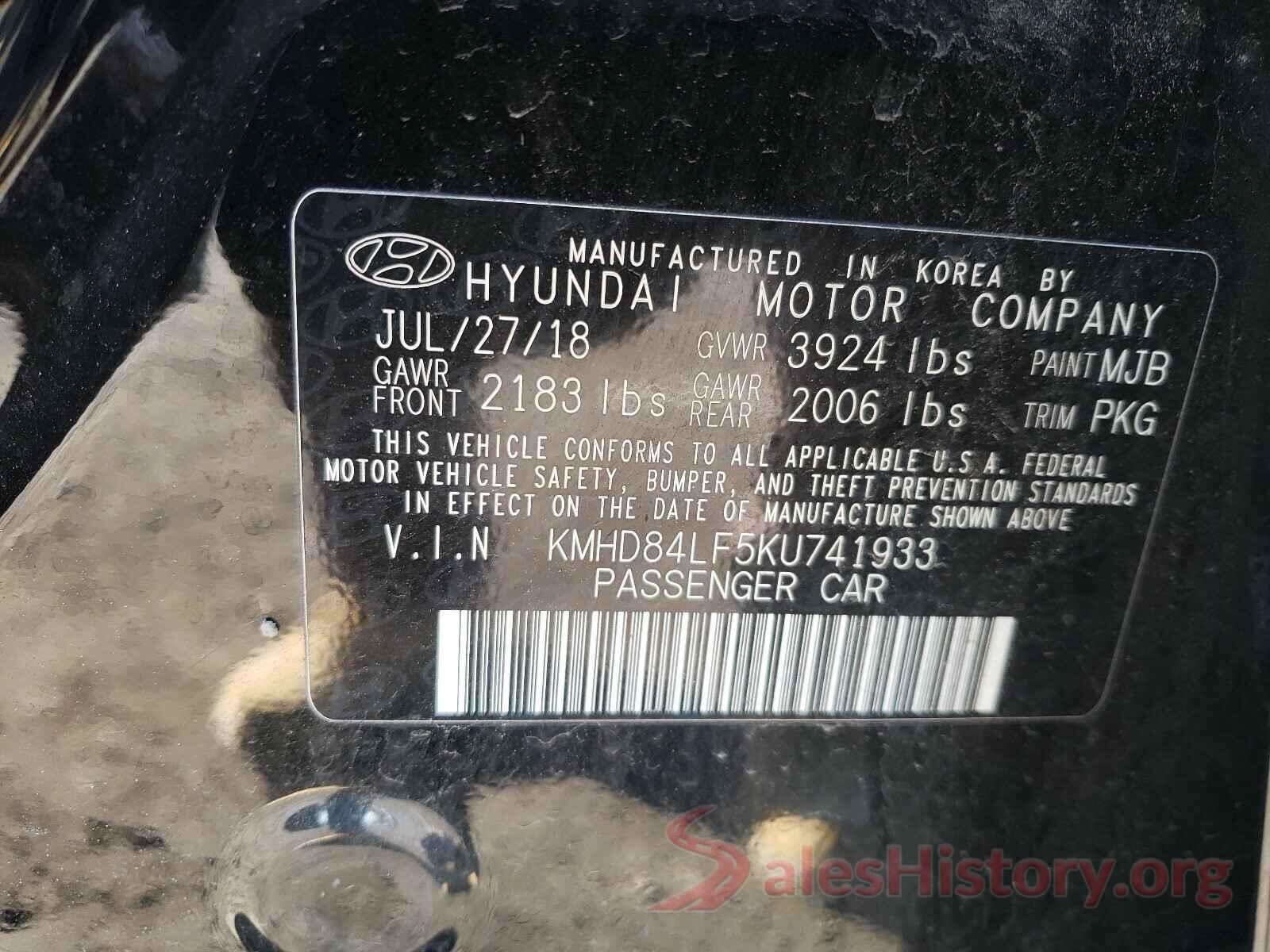 KMHD84LF5KU741933 2019 HYUNDAI ELANTRA