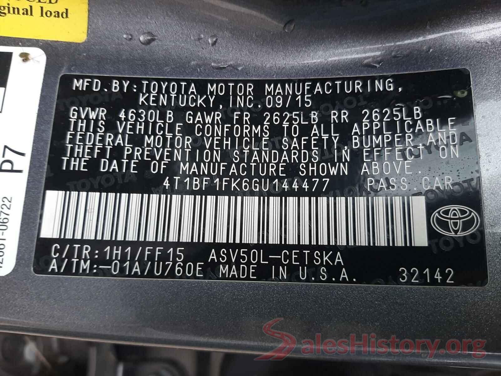 4T1BF1FK6GU144477 2016 TOYOTA CAMRY