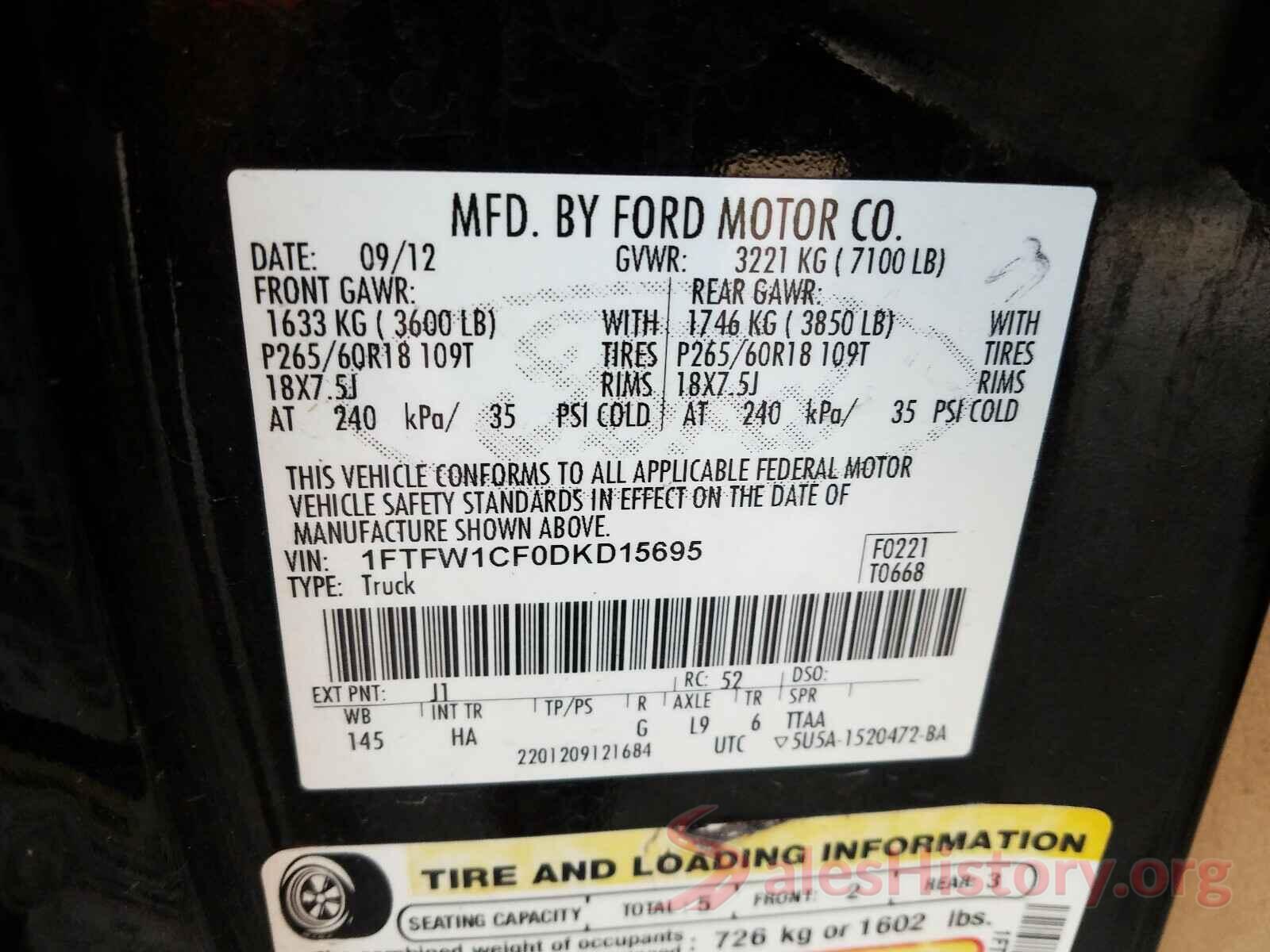 1C4PJLCBXKD160666 2013 FORD F150