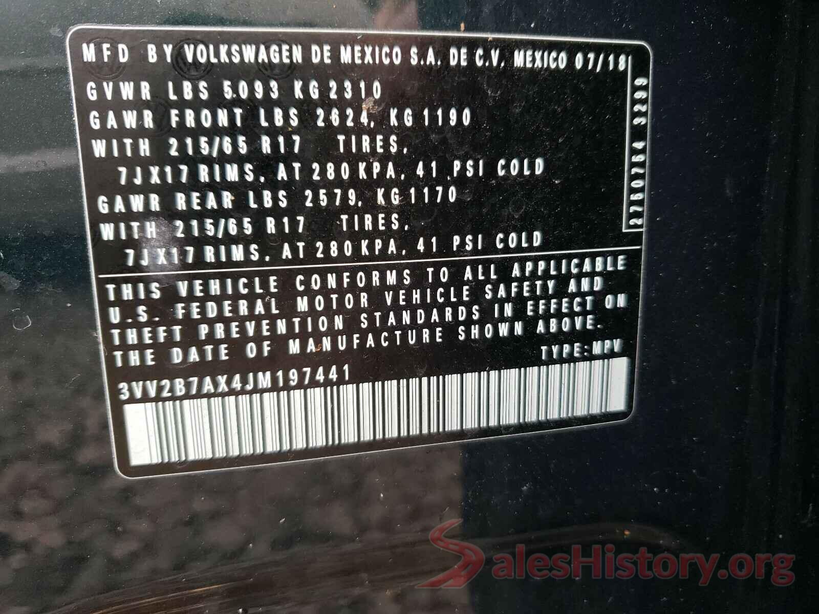 3VV2B7AX4JM197441 2018 VOLKSWAGEN TIGUAN