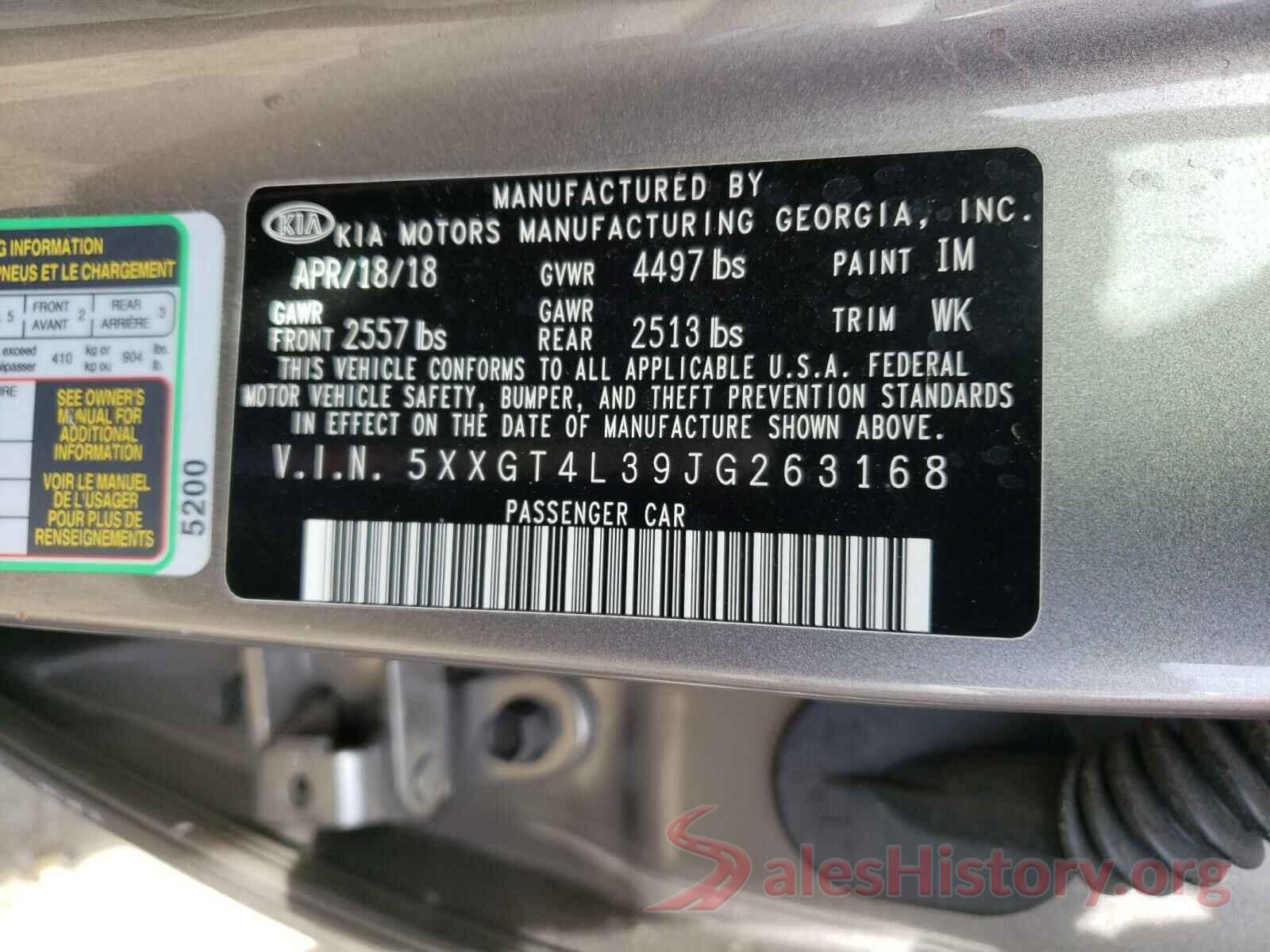 5XXGT4L39JG263168 2018 KIA OPTIMA