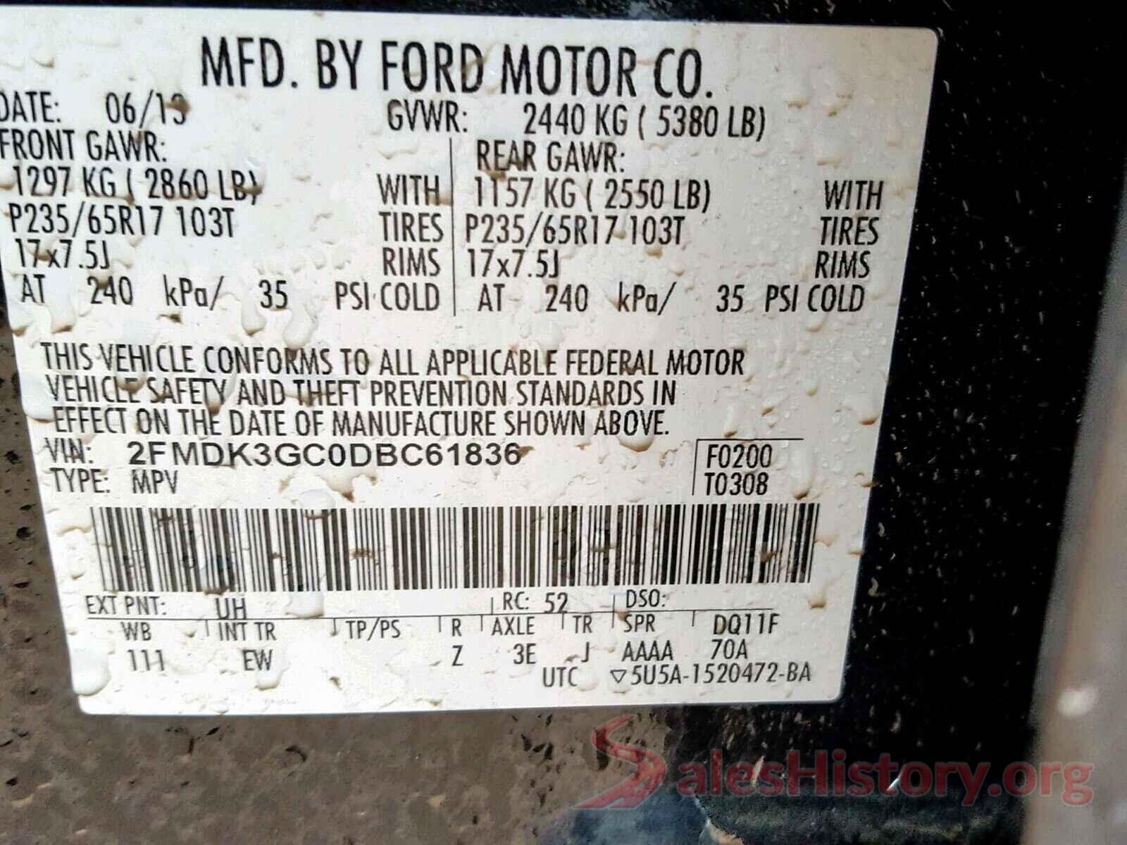 2T1BURHE0JC088931 2013 FORD EDGE SE