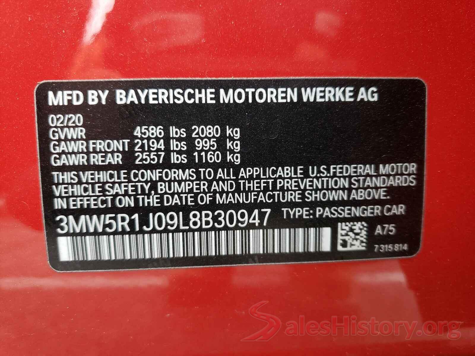 3MW5R1J09L8B30947 2020 BMW 3 SERIES