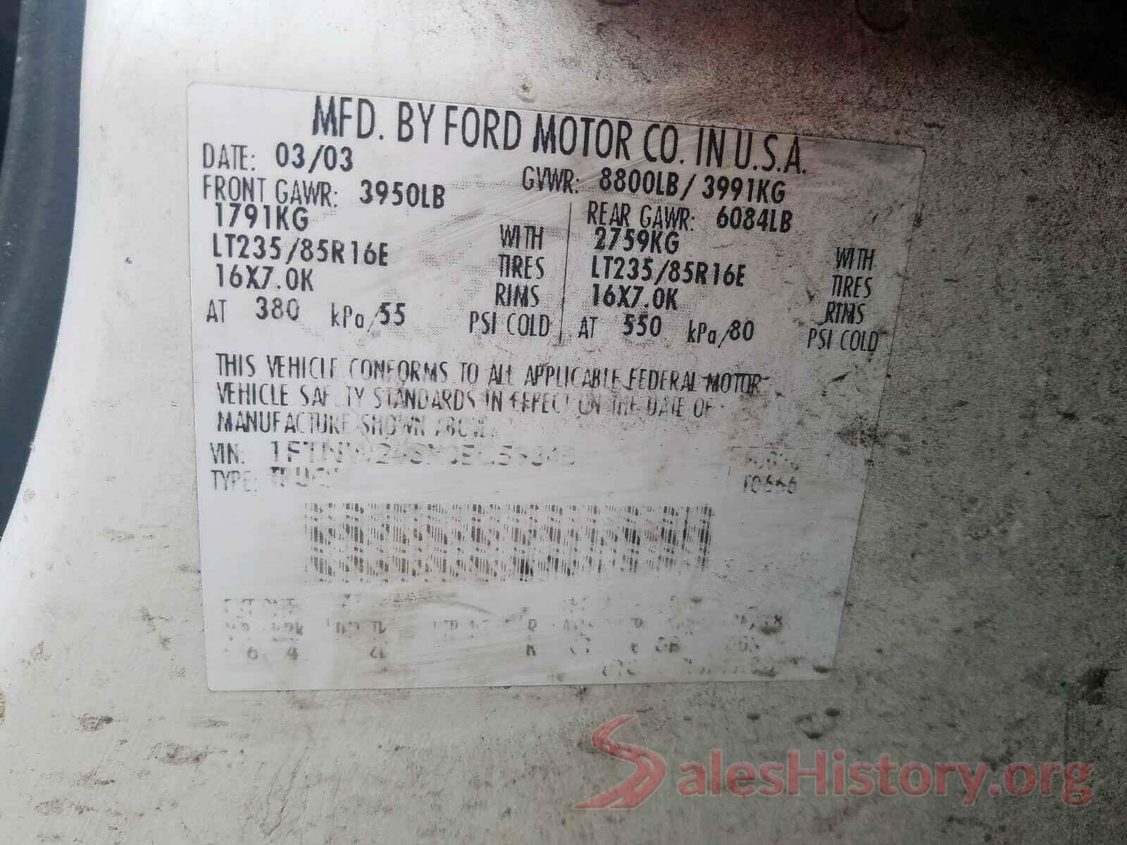 3VWDB7AJ7HM246352 2003 FORD F250