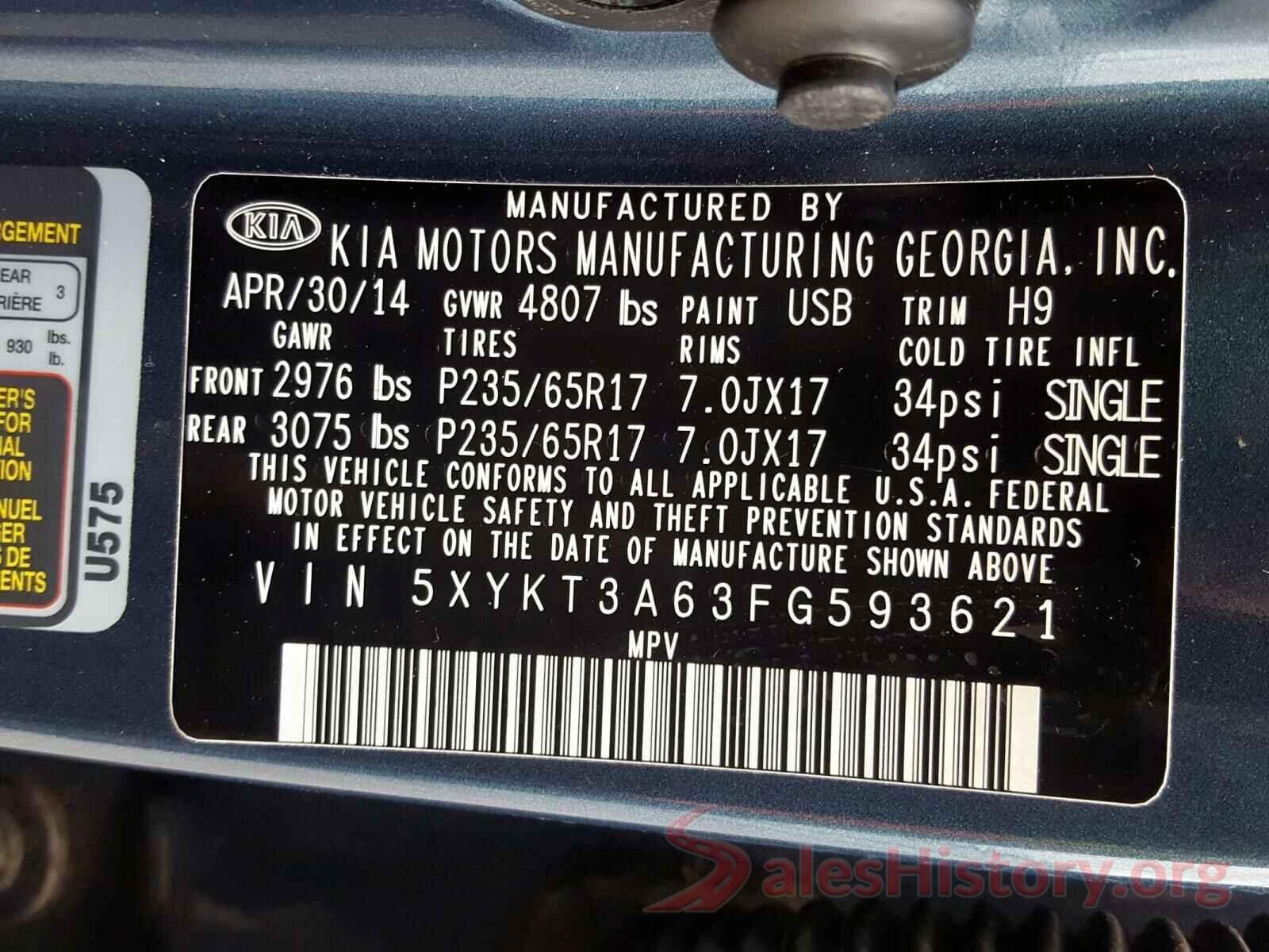 4T1BF1FK7HU804561 2015 KIA SORENTO