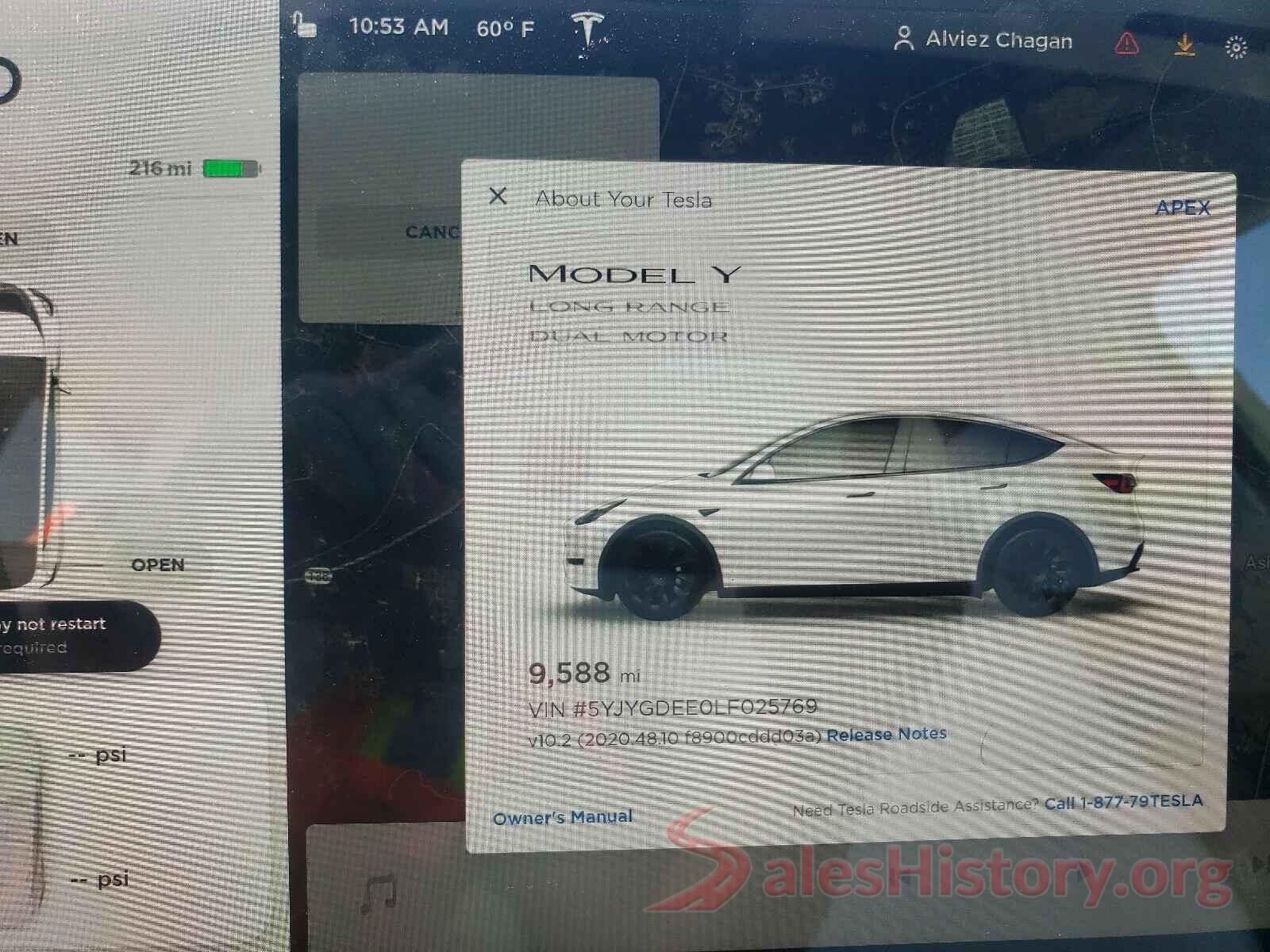 5YJYGDEE0LF025769 2020 TESLA MODEL Y