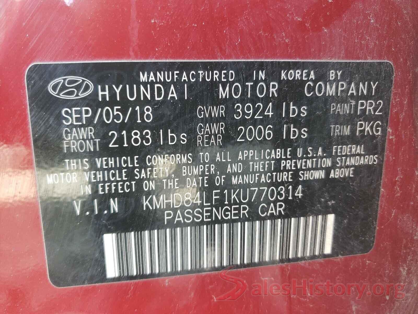 KMHD84LF1KU770314 2019 HYUNDAI ELANTRA