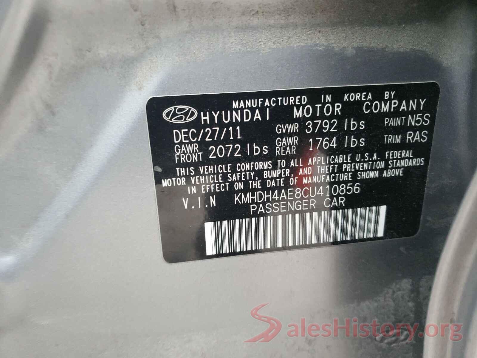 1C4PJMDXXLD595172 2012 HYUNDAI ELANTRA