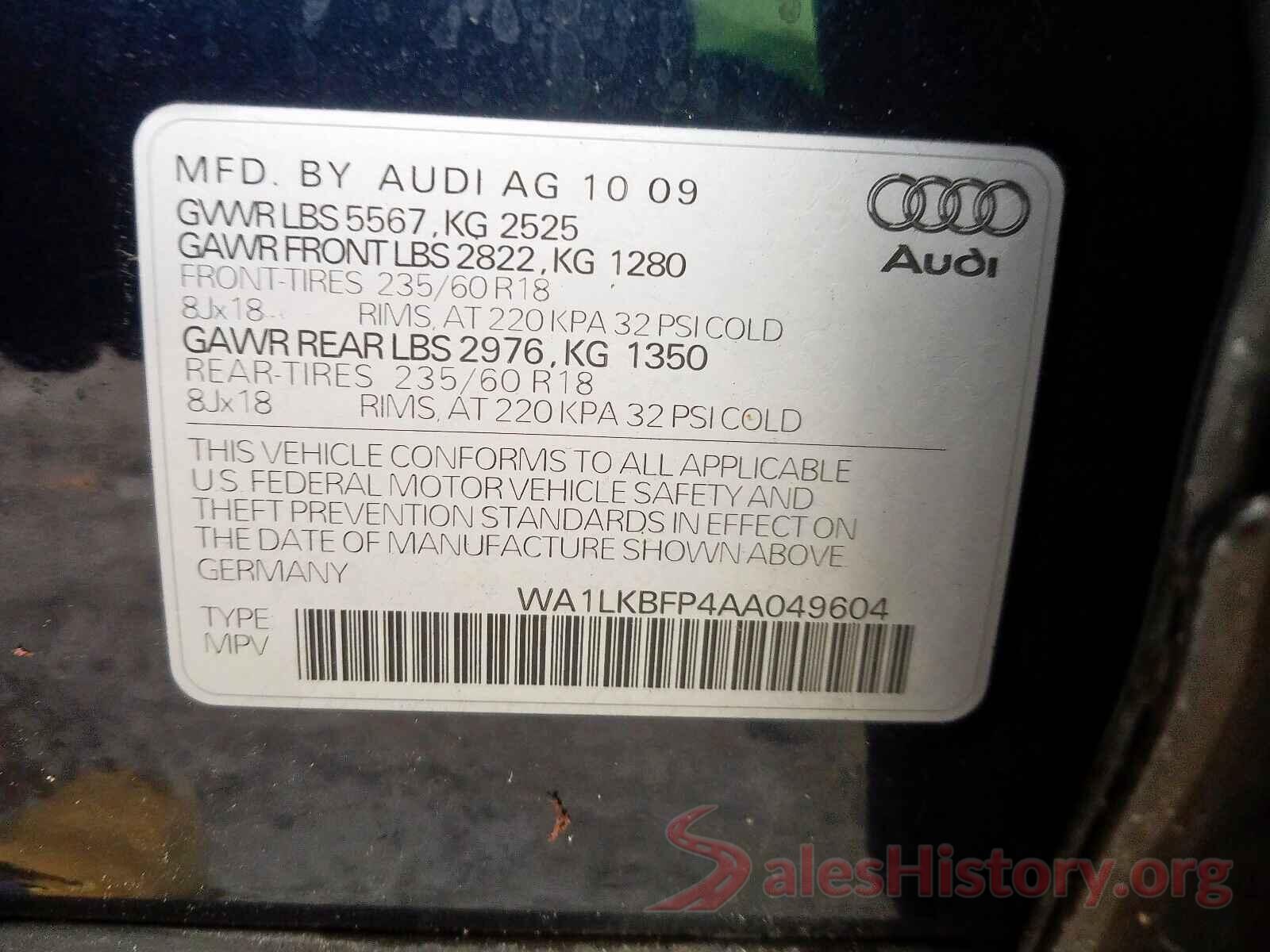 3N6CM0KN3KK690605 2010 AUDI Q5