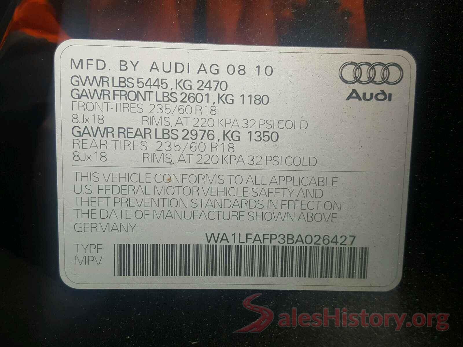 1HGCV1F39JA206243 2011 AUDI Q5