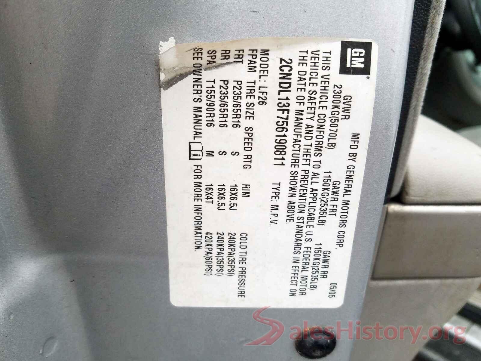 2HGFC4B8XLH304241 2005 CHEVROLET EQUINOX