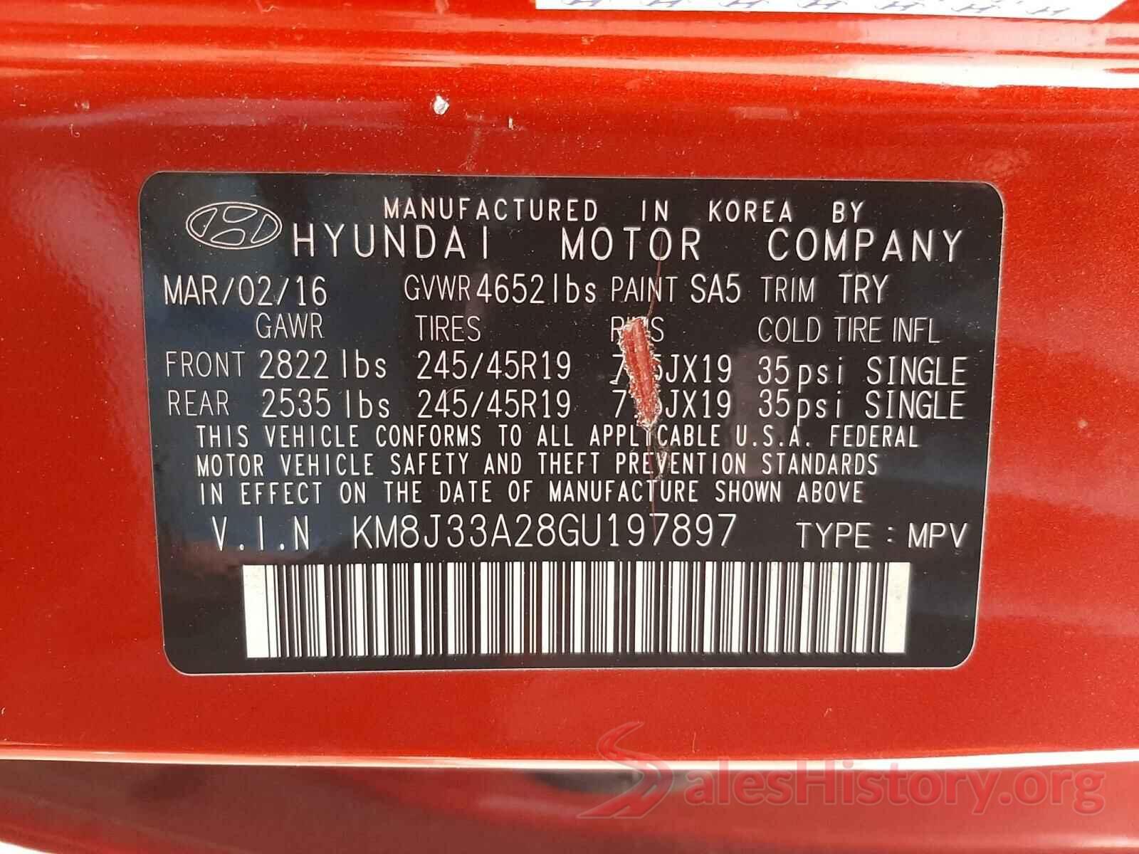 KM8J33A28GU197897 2016 HYUNDAI TUCSON