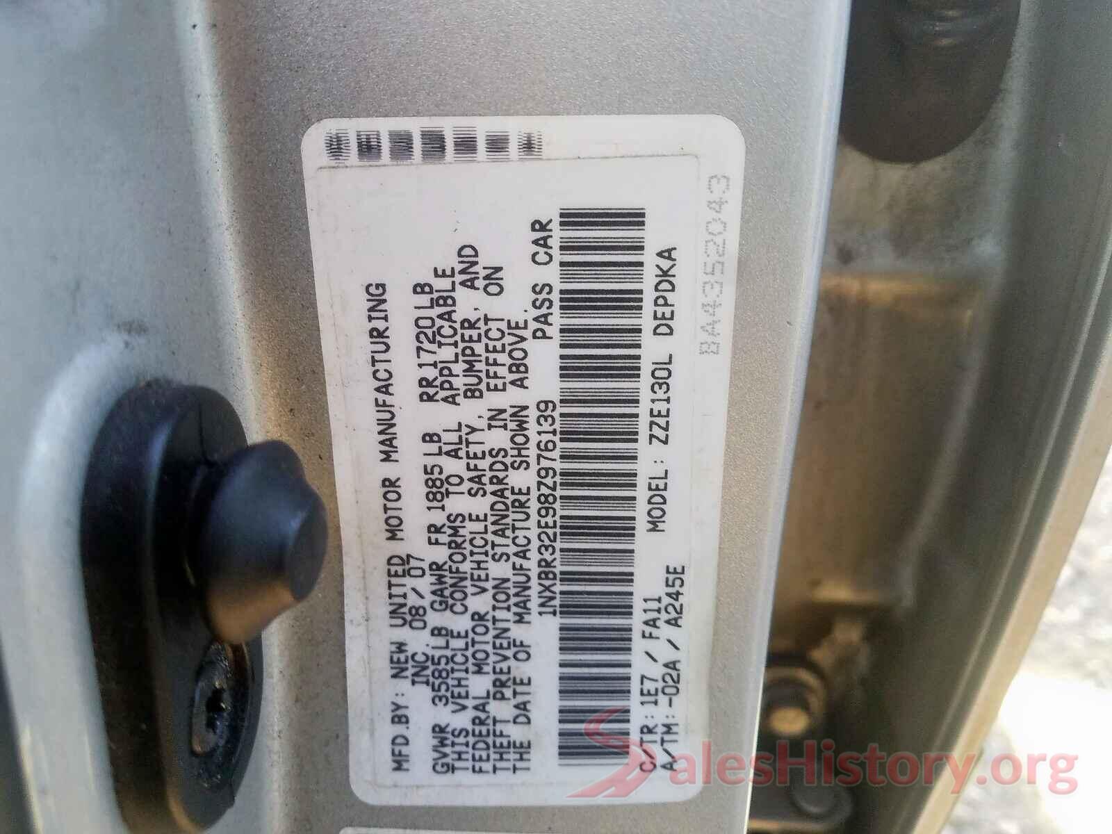 3VW4T7AJ3HM358594 2008 TOYOTA COROLLA