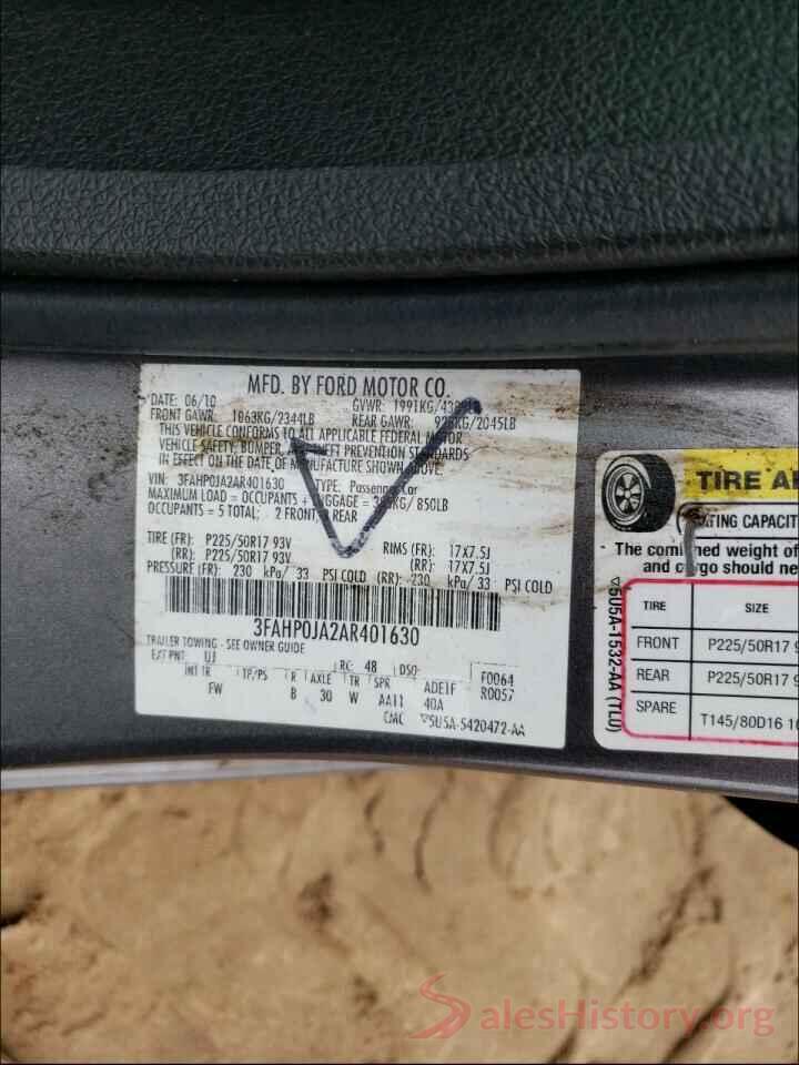 3FA6P0LU8JR277183 2010 FORD FUSION