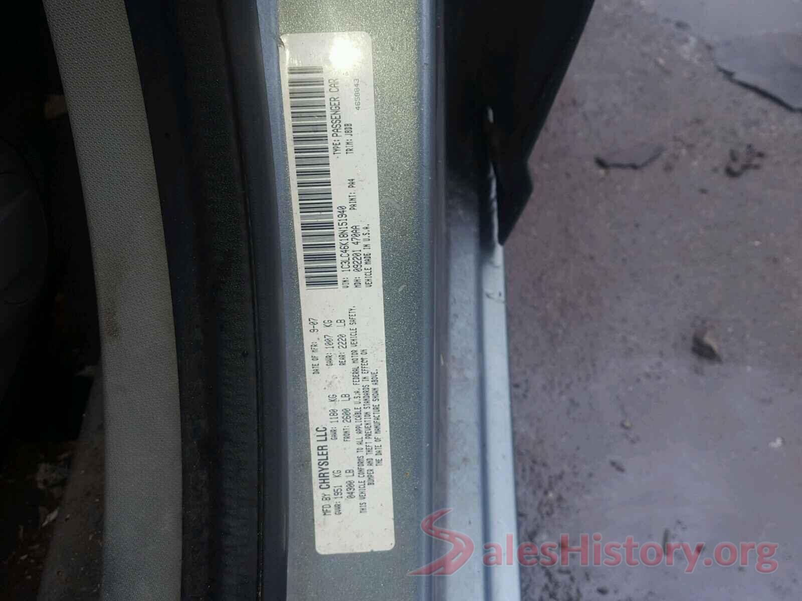 1HGCV1F3XKA120439 2008 CHRYSLER SEBRING