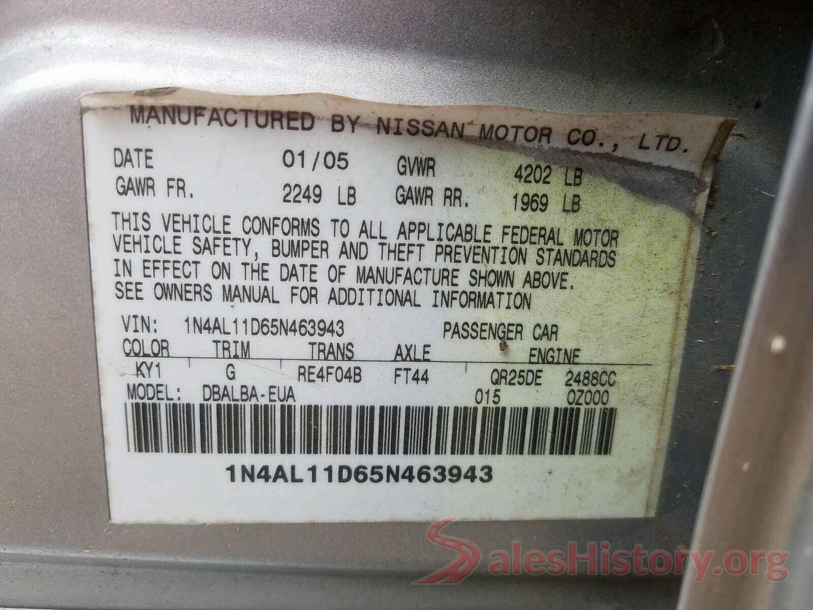 YV4AC2HK2K2049119 2005 NISSAN ALTIMA