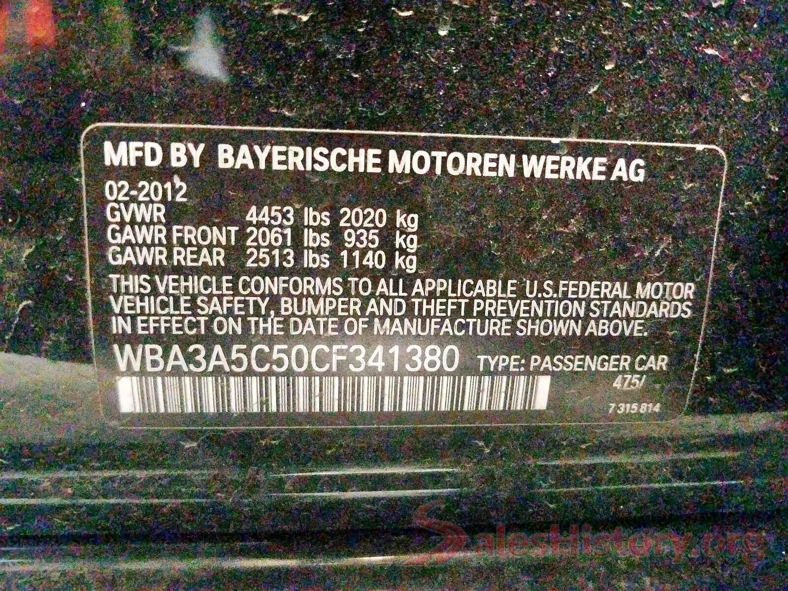 3N1AB7AP2GY302041 2012 BMW 3 SERIES