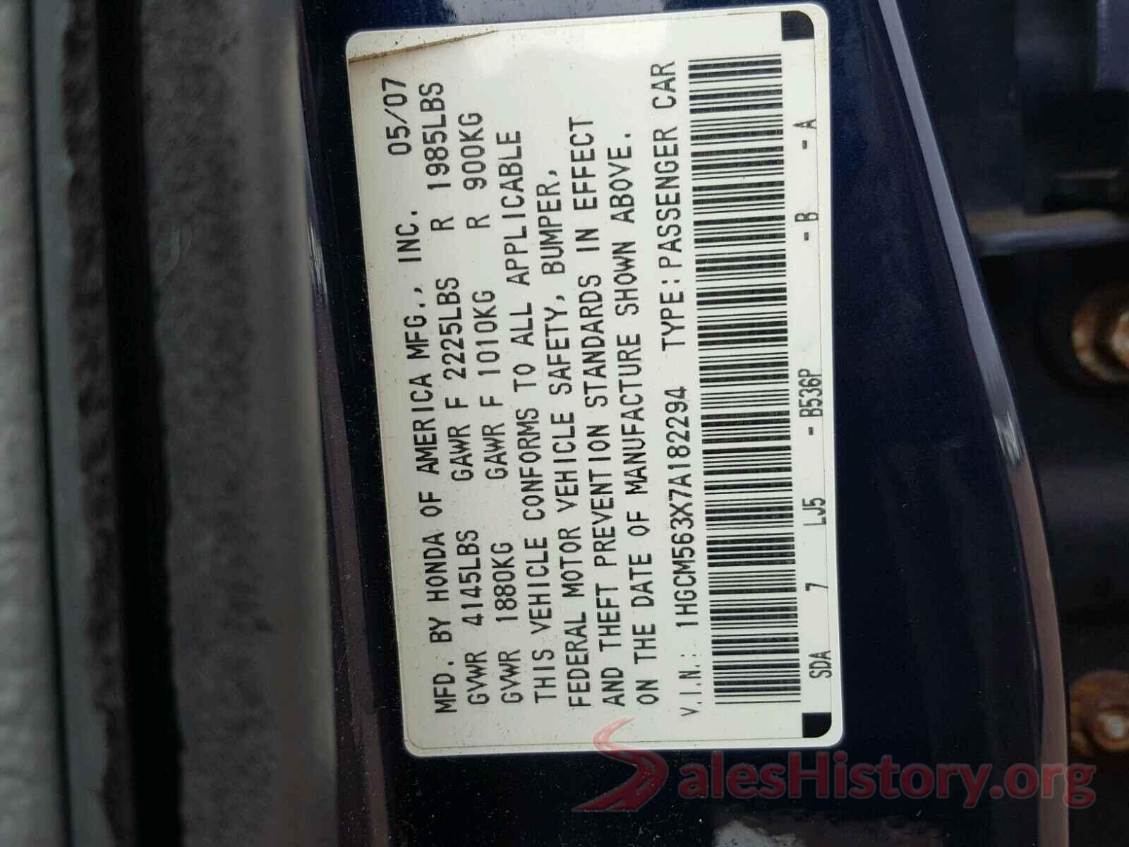 1C4RJFBG8GC441384 2007 HONDA ACCORD