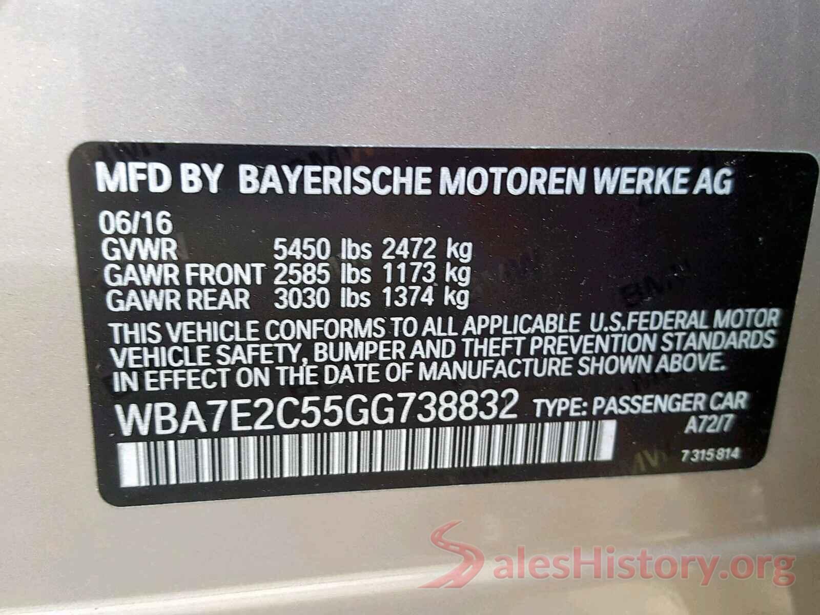 1FATP8UH2K5170637 2016 BMW 7 SERIES