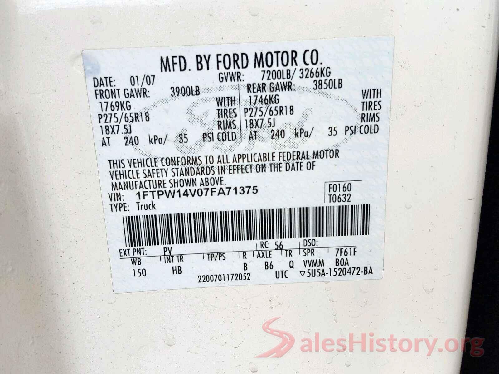 3KPFK4A73JE219003 2007 FORD F150 SUPER