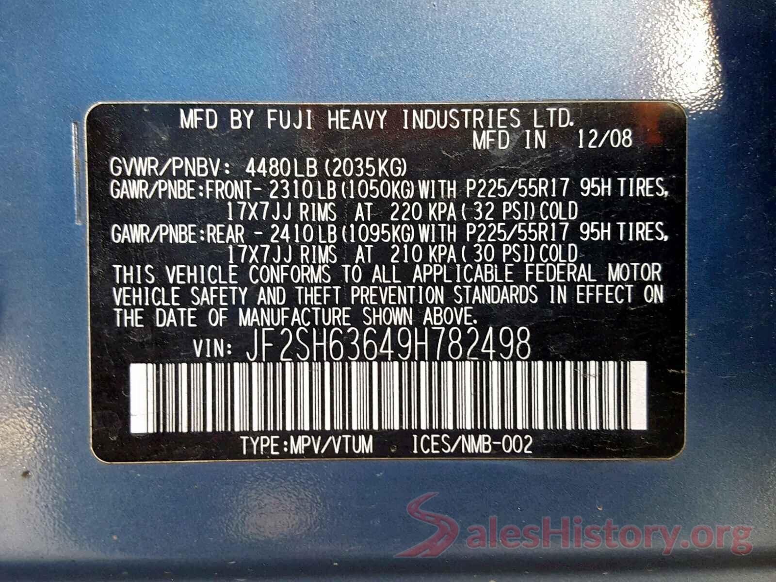 5TDZZRFH8KS317586 2009 SUBARU FORESTER