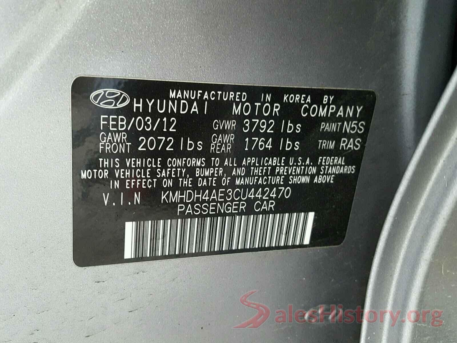 5N1AT2MT2LC799631 2012 HYUNDAI ELANTRA