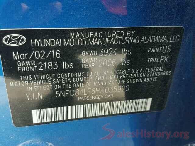 JTMH1RFV1KJ008032 2017 HYUNDAI ELANTRA