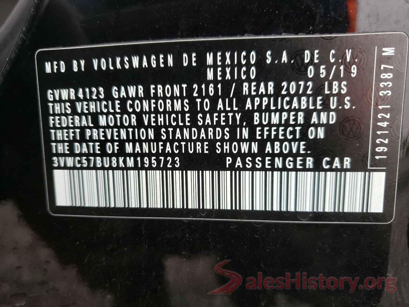 3VWC57BU8KM195723 2019 VOLKSWAGEN JETTA