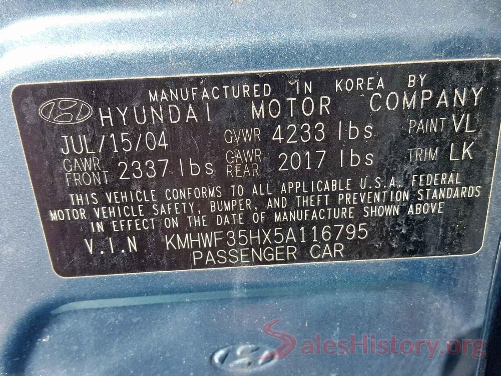 3C4NJDBB3HT640405 2005 HYUNDAI SONATA