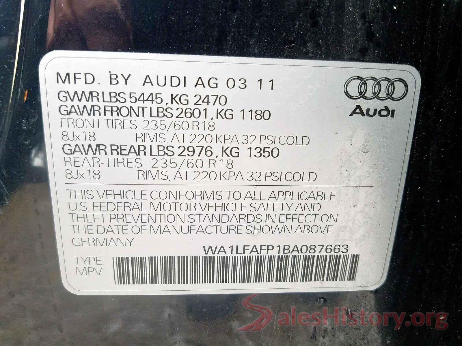 1N4AA6AV2KC379265 2011 AUDI Q5