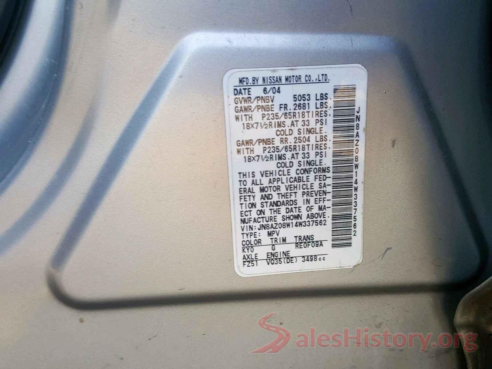 JTMBFREV4HJ108028 2004 NISSAN MURANO SL