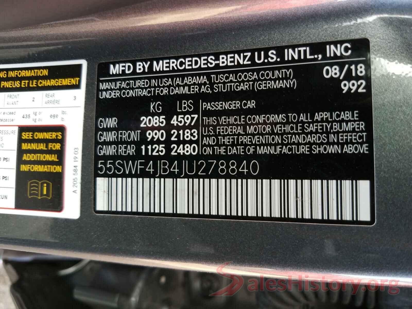 55SWF4JB4JU278840 2018 MERCEDES-BENZ C CLASS