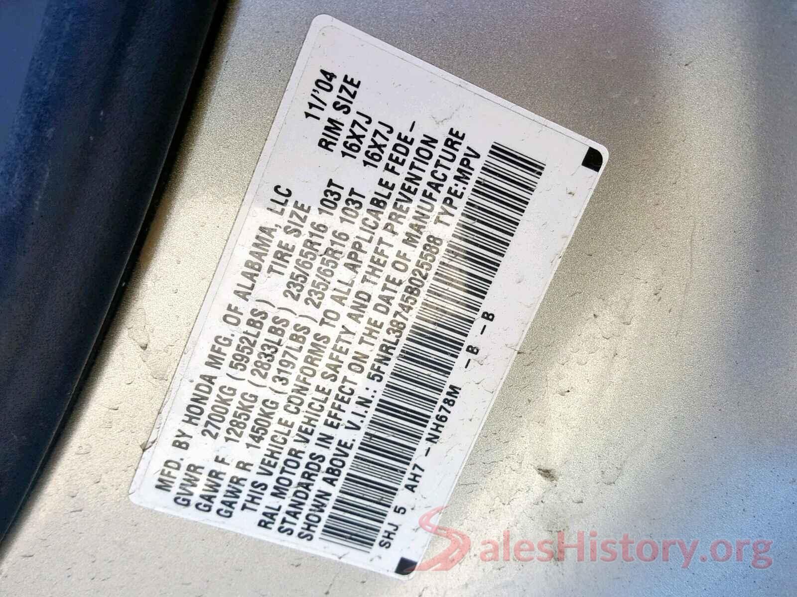 KNDJN2A26G7329658 2005 HONDA ODYSSEY EX