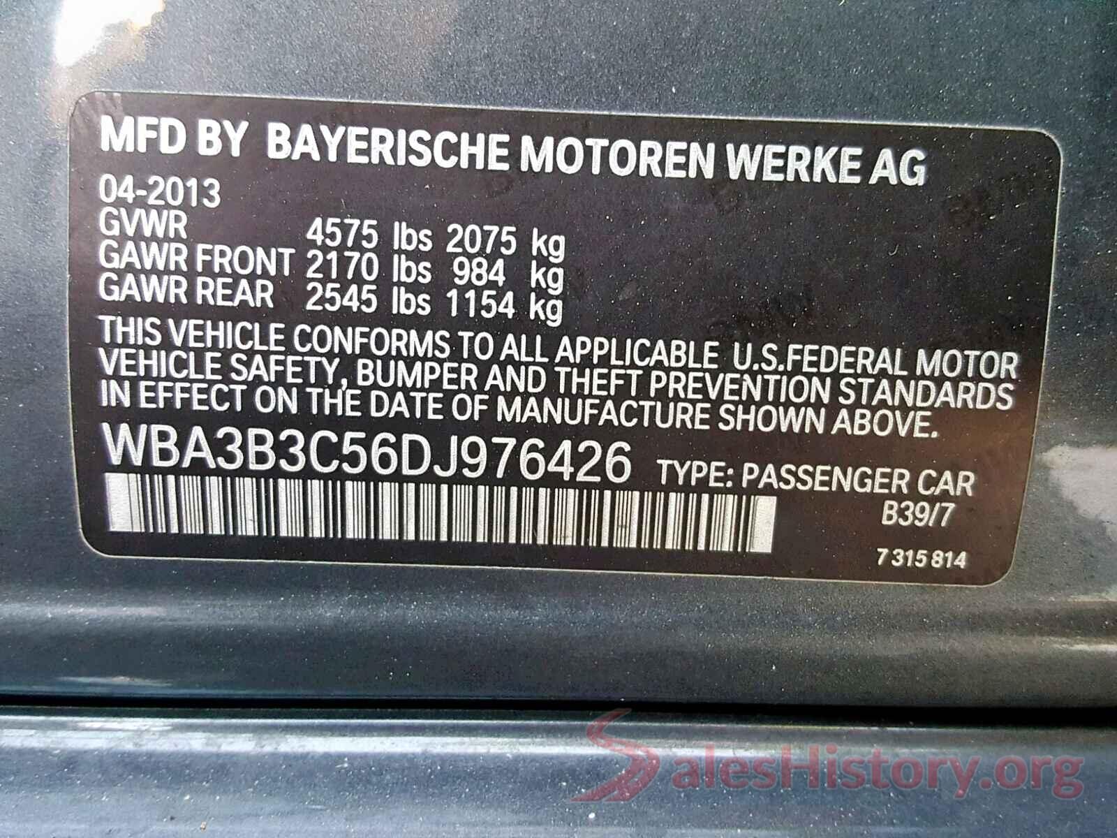 1FMCU0J97HUA63224 2013 BMW 3 SERIES