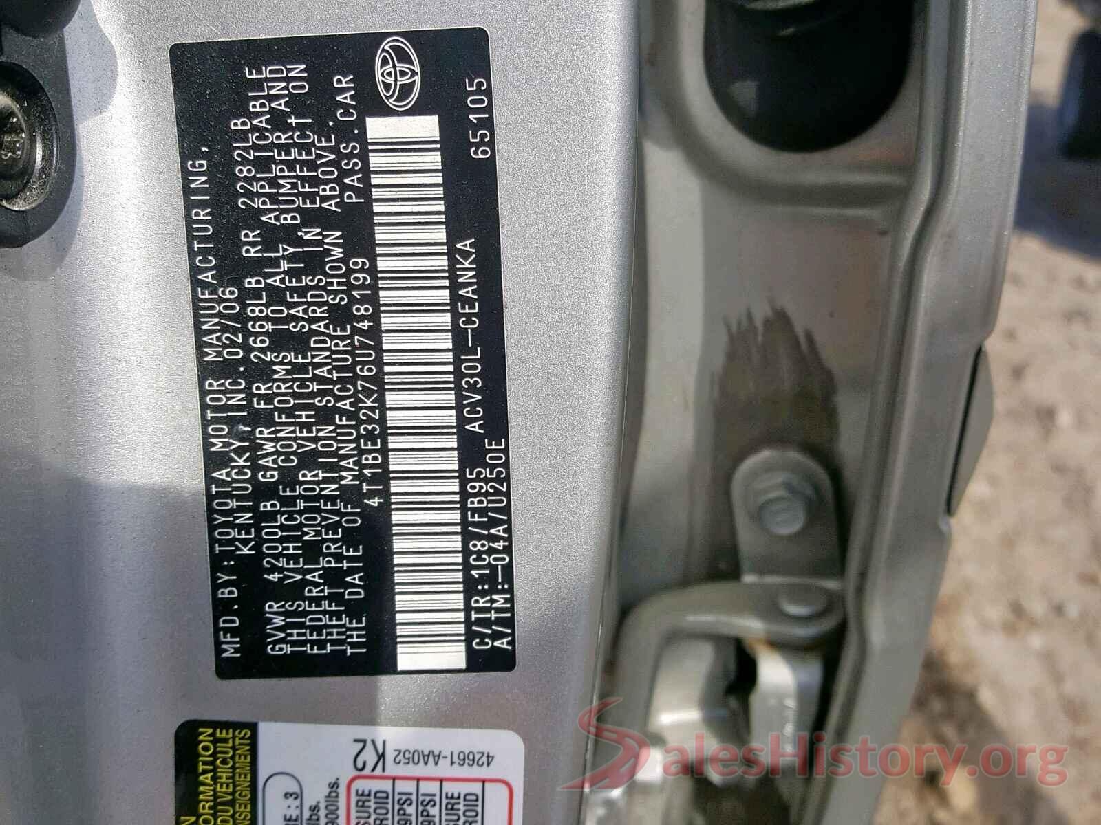 5YFEPMAE9MP185194 2006 TOYOTA CAMRY